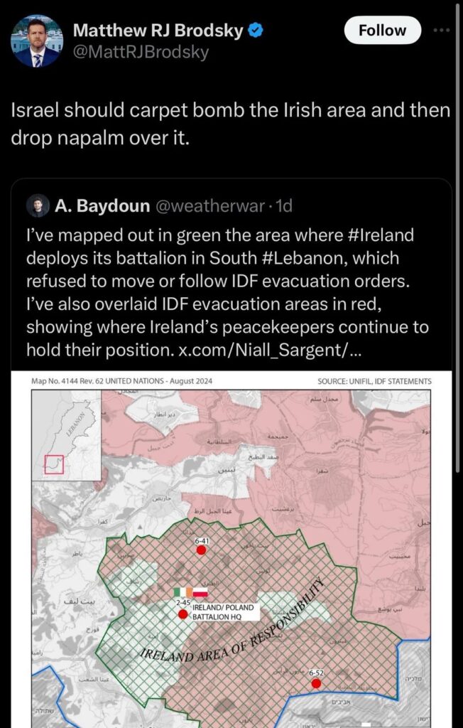 “Carpet bomb the Irish area and then drop napalm over it.”